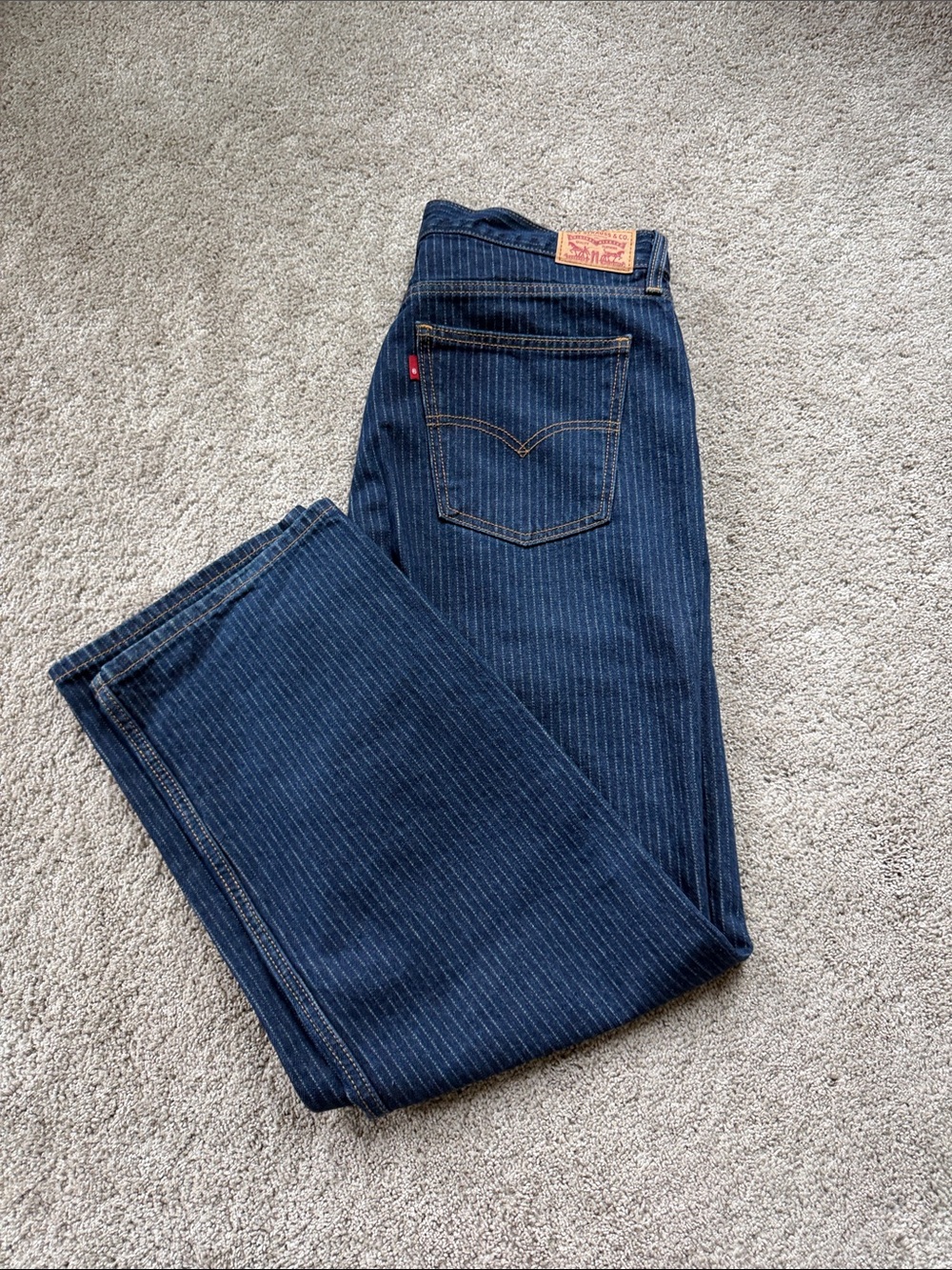 Levi's Navy Pinstripe Straight Jeans